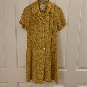 Vintage Yellow Floral Button-Up Dress

#vtg #90s